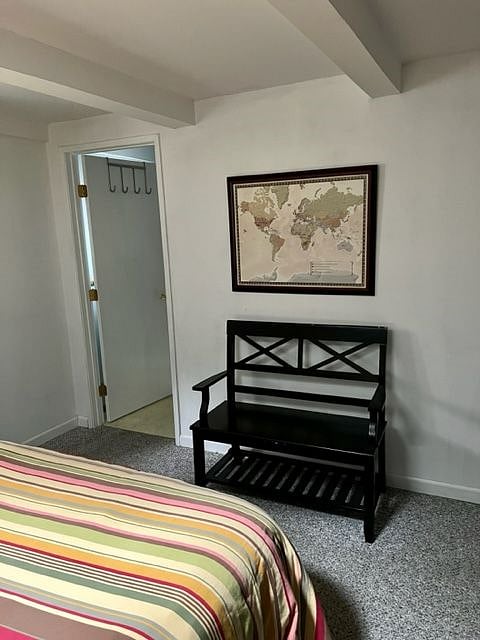 Master bedroom with door into bathroom