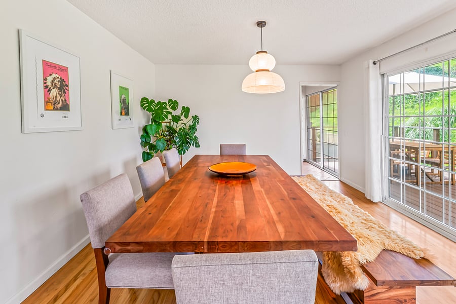 Dine on on your wooden dining table big enough to seat eight people!