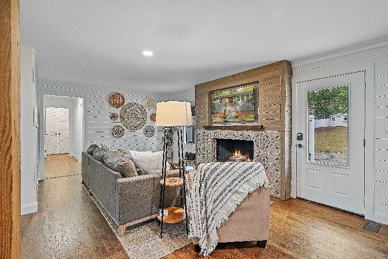 Great Room showing Living Room & Fireplace