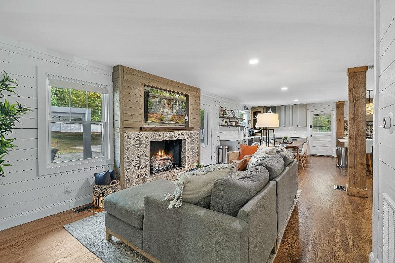 Great Room showing Living Room & Fireplace
