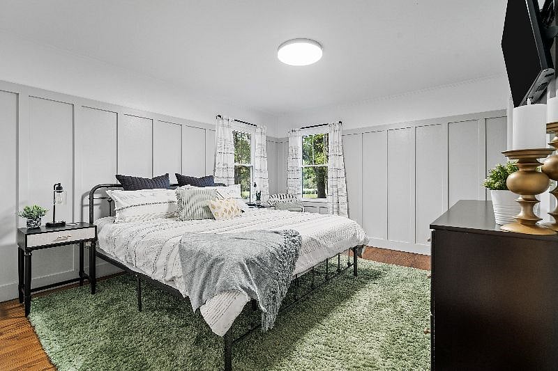 Main Bedroom with California King Mattress & Room Darkening Shades