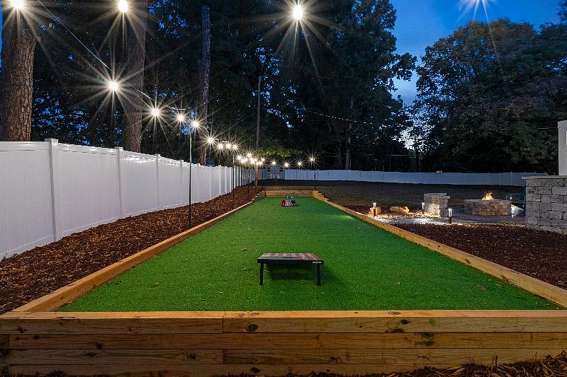 Lighted Bocce & Cornhole AstroTurf Court!