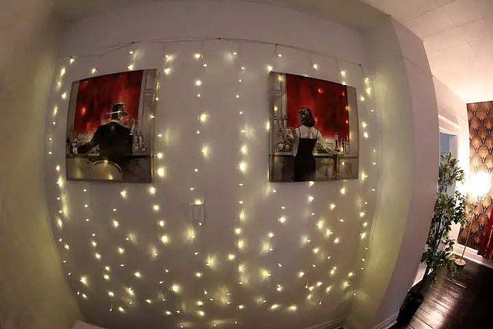 Accent wall in dining room.