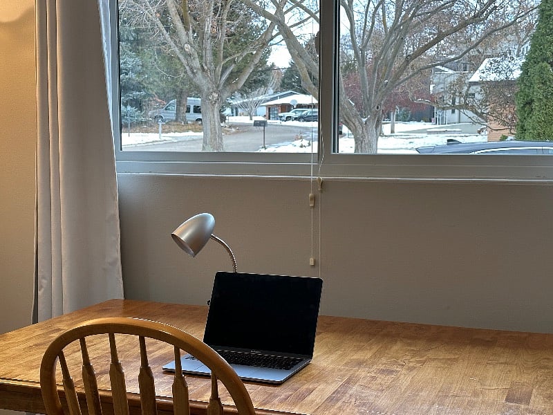office/kitchenette, large table for a desk or eating