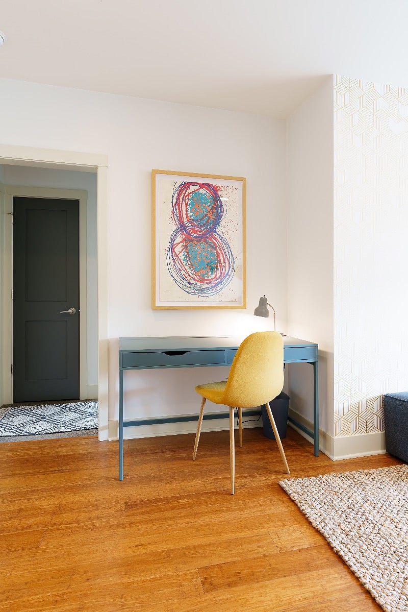 Desk in living area