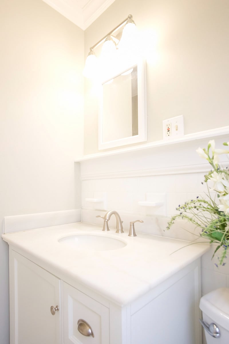 Marble bathroom with tub and shower