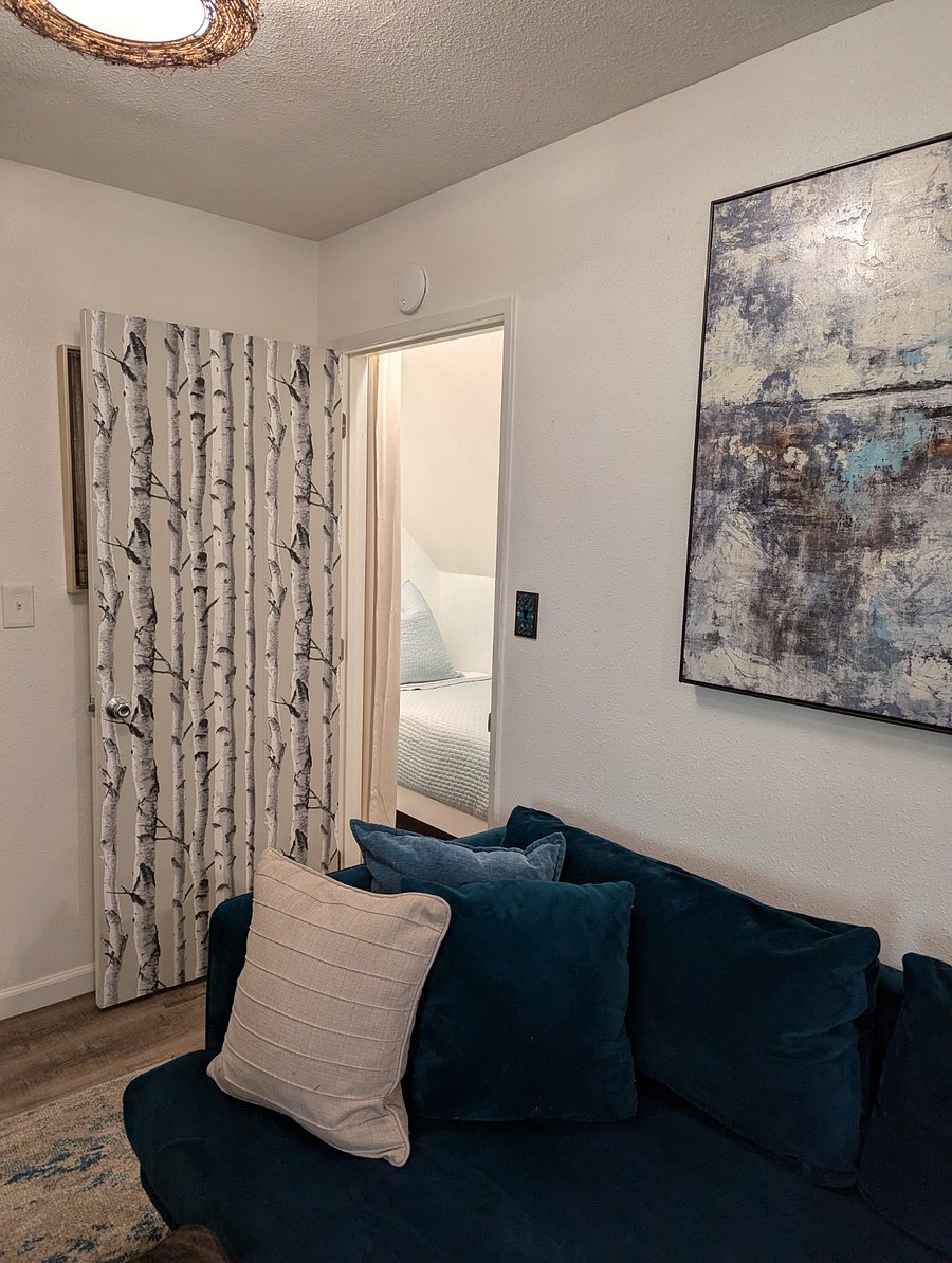 Sleeping nook is right off the living room