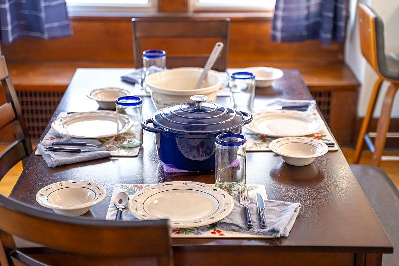 Table set with dishware