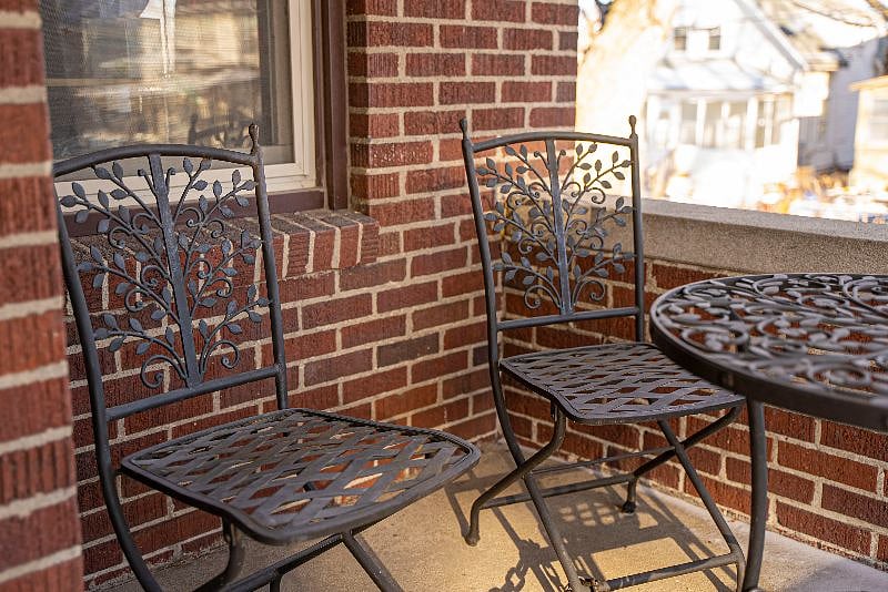 Bistro set on front balcony