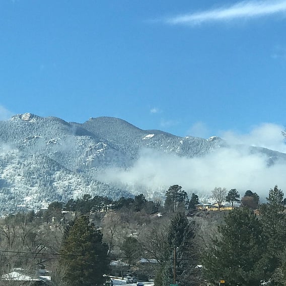 A View of the Mountains Behind our Condo After a Light Snowfall