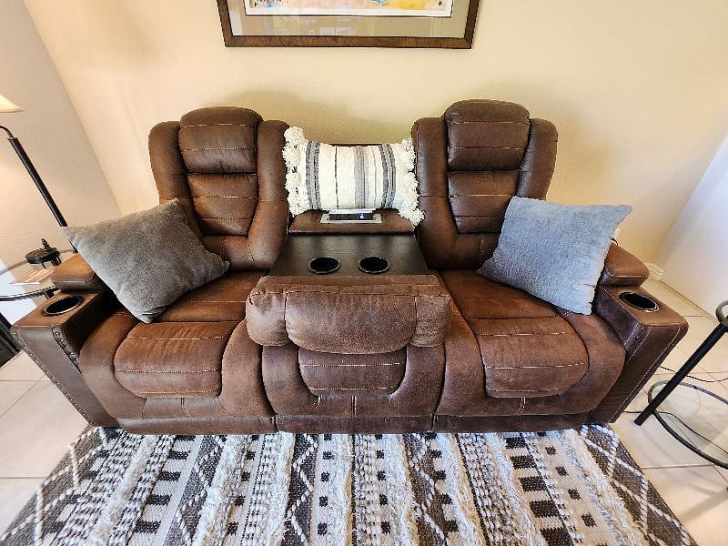 New theater seating, reclining couch in the living room