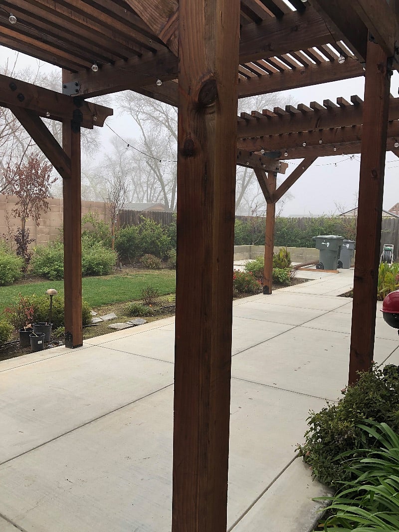 Backyard with backyard cameras and alarm system.