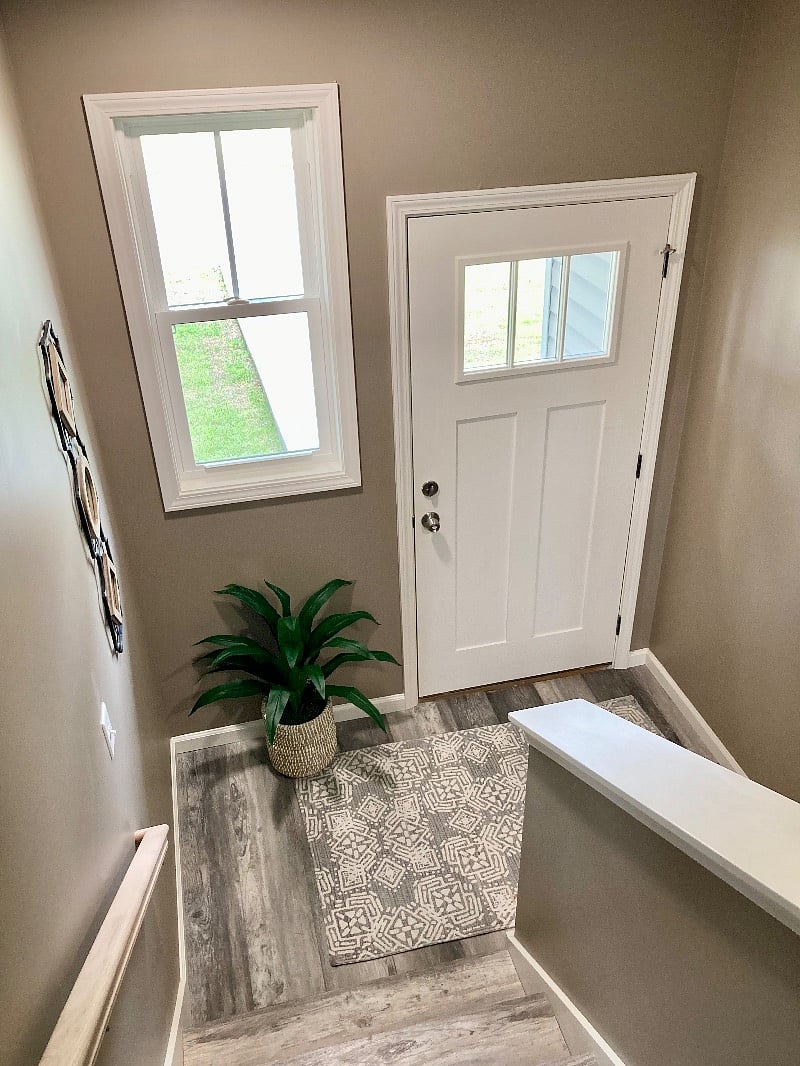 View looking downstairs to main front door