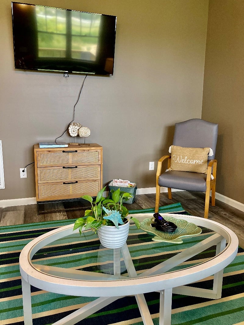 View towards TV in living area