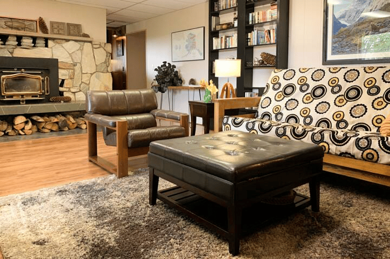 Living room with comfy futon couch