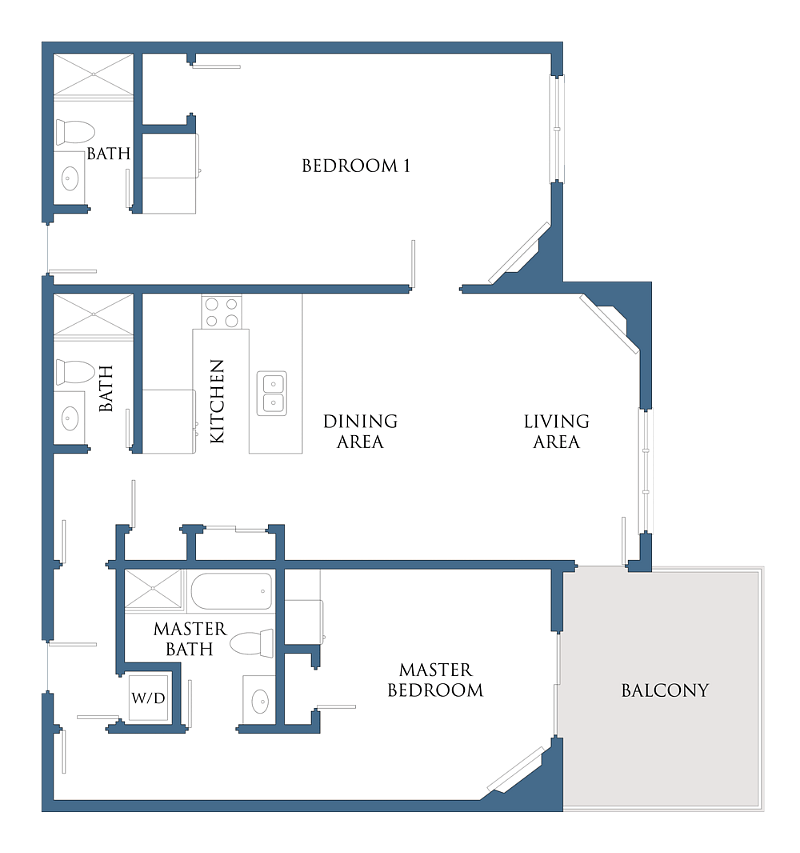 The 2 lockable bedrooms are on each side of the living room for utmost privacy.