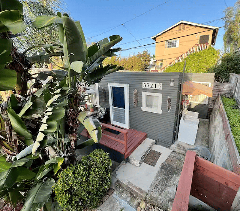 The Nest is a stand alone unit with great privacy. The washer dryer is just outside the unit.