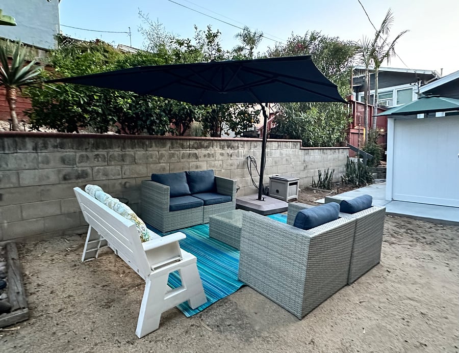 This is shared backyard space with the 3 other units on the property (one above the Den, one is a separate house at the back of the property, and one at the end of the driveway)
