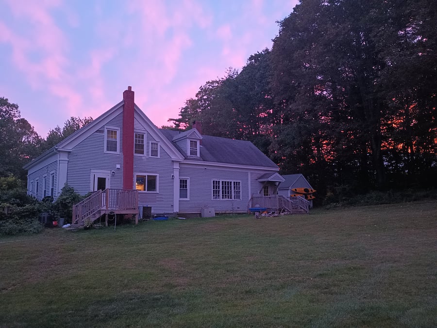Back yard at summer sunset