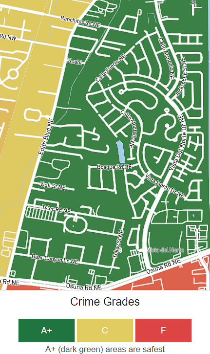 A+ Neighborhood Safety Rating on Crimegrade.org