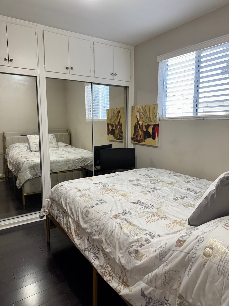 Private Bedroom, Queen Size $3500.00 comfortable Mattress. Electric connection on headboard.
