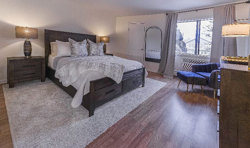 Primary bed- room darkening curtains with your own temperature controlled air conditioning