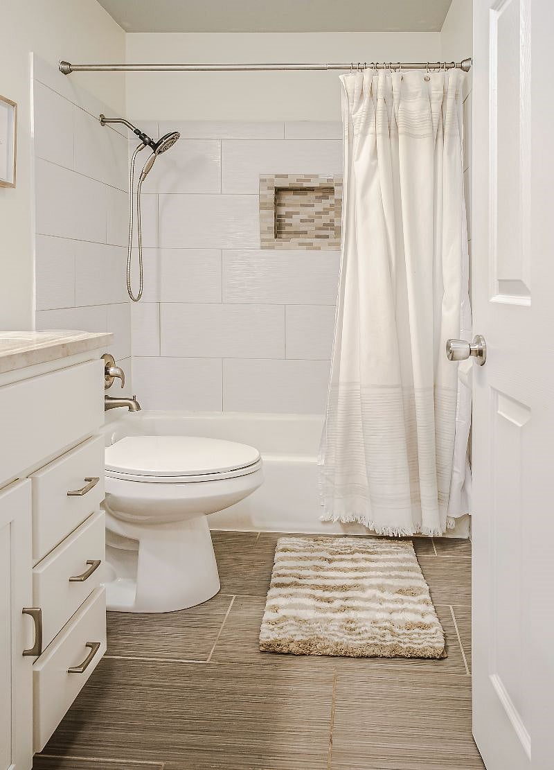 Bathroom- beautiful shower with all the comforts of home