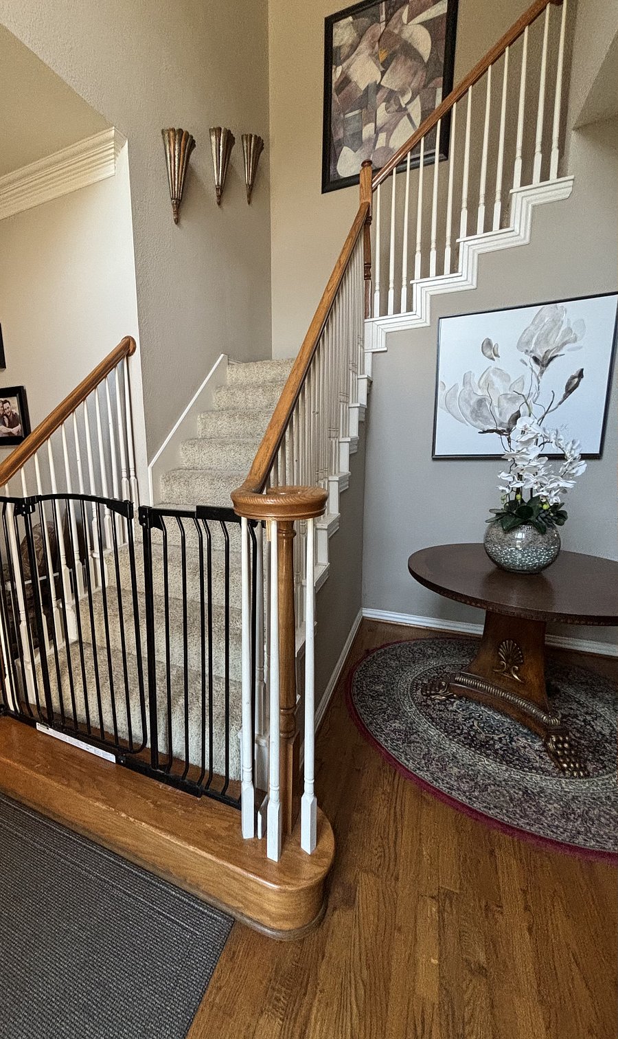 entrance to upstairs. Dog does not go upstairs