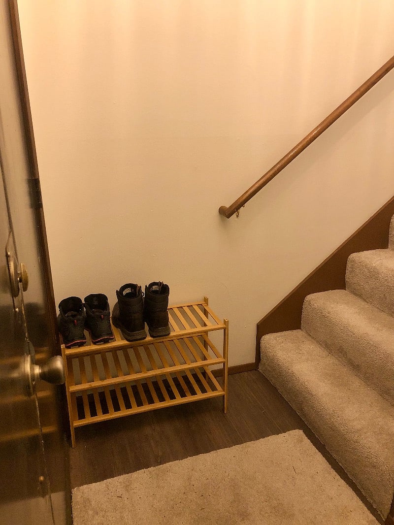 Shoe rack near entrance