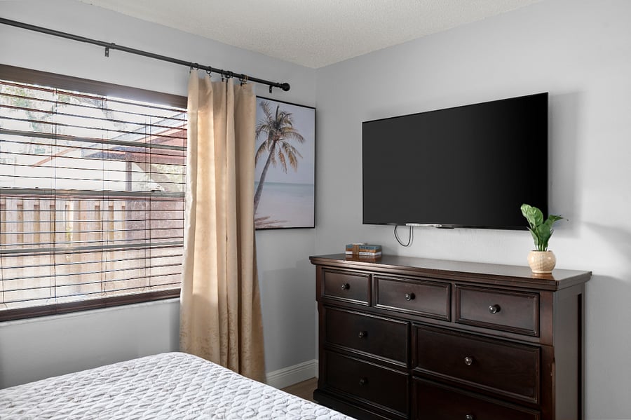 This setting is perfect for streaming your favorite shows or unwinding in style after a long day. 55 inch smart TV.