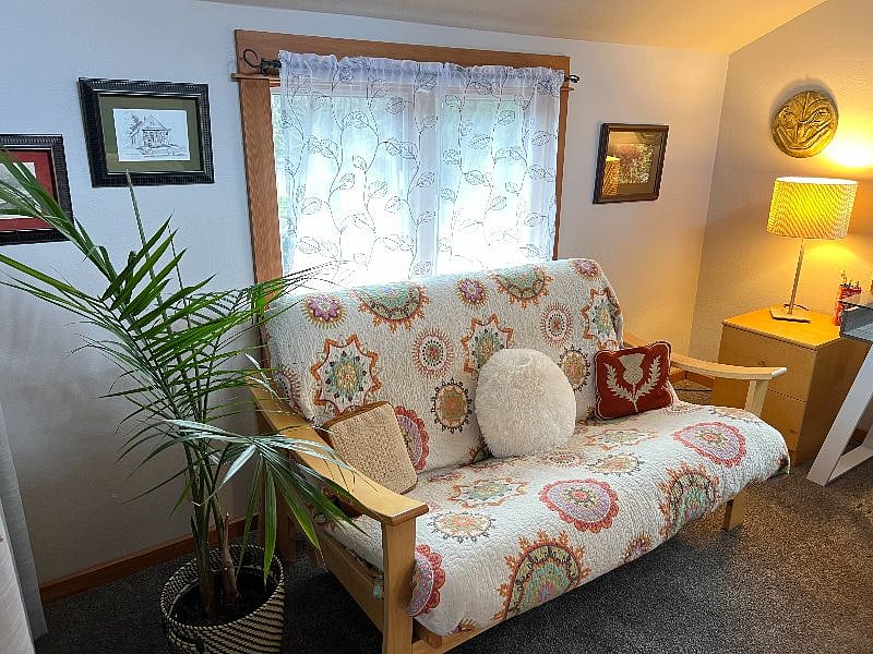 Futon turns into a double bed.
