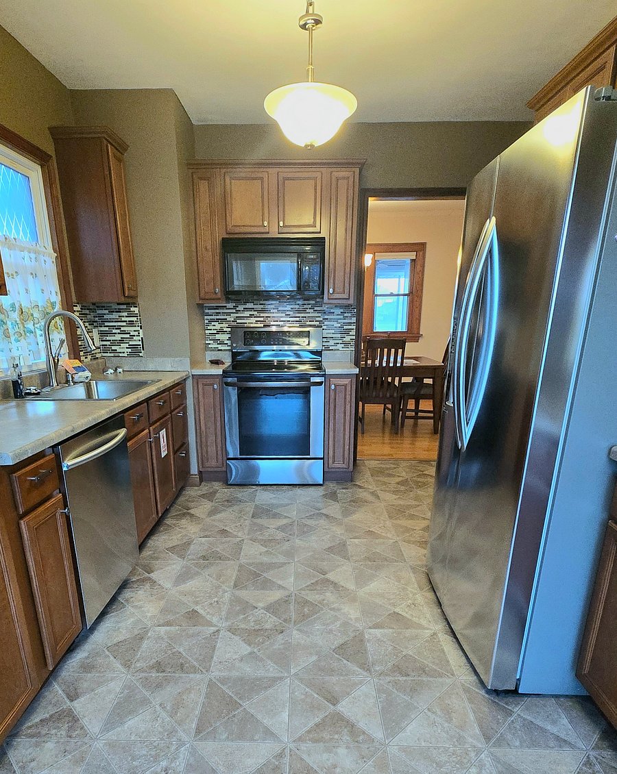 Updated appliances in spacious kitchen