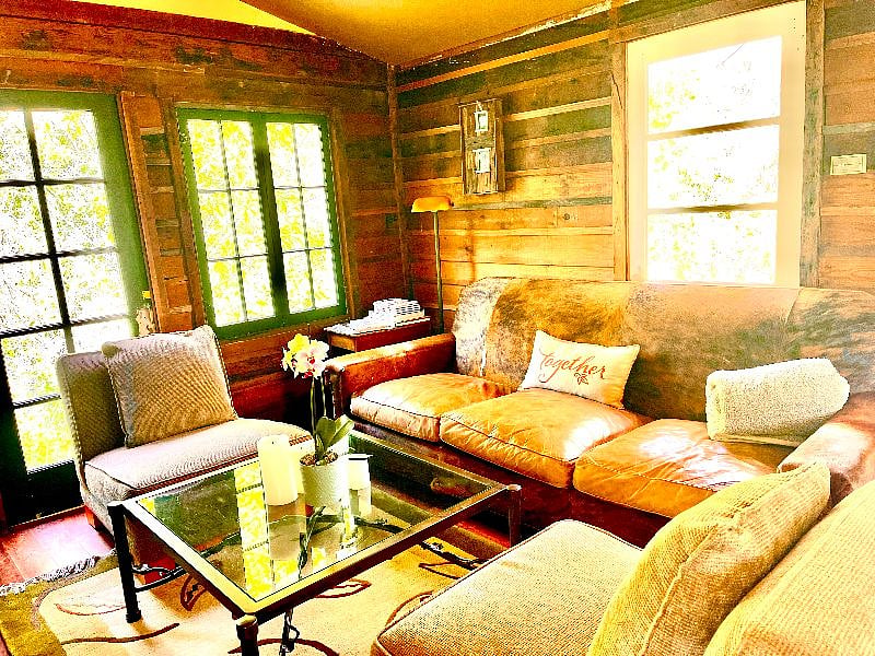 Custom comfy leather couch.