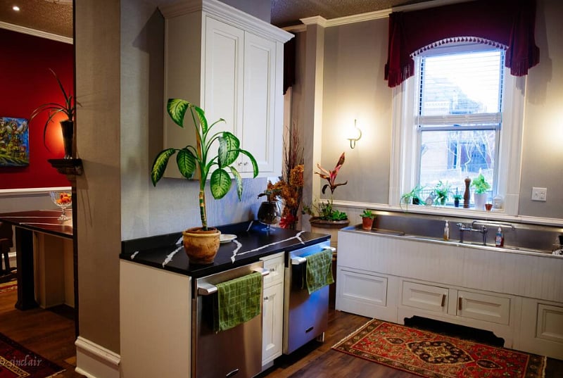 Kitchen - 2 dishwashers and large, three-basin sink