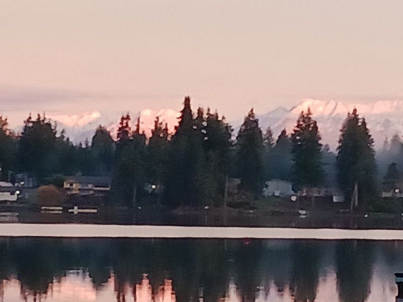 Snow covered Olympic Mountains view