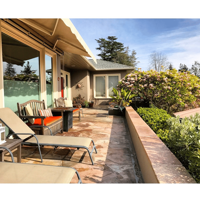 Sun deck on the front of our home with bay views