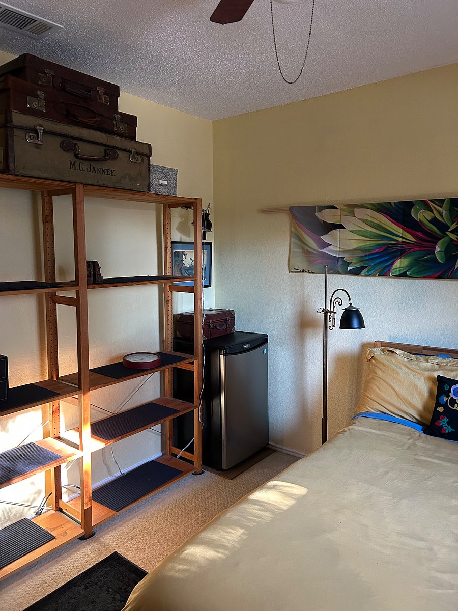 These are the shelves and mini refrigerator. 