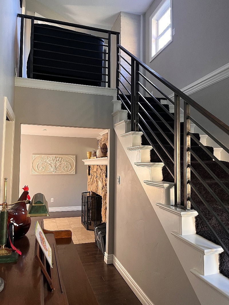Stairs that lead to the up suites.