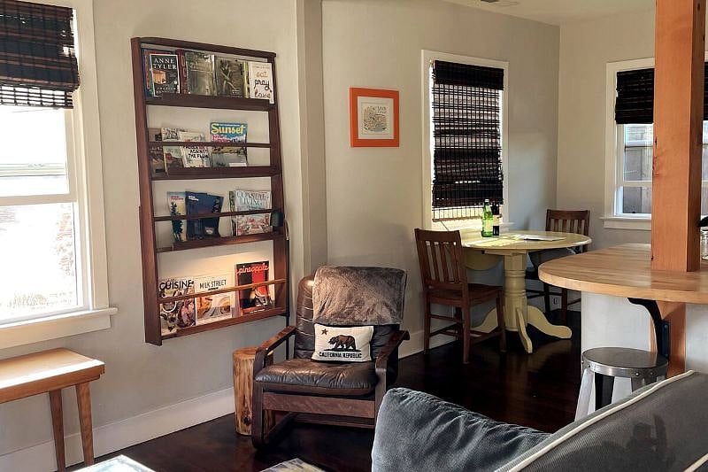 The reading nook is a great place to relax with a cup of coffee or a glass of wine.