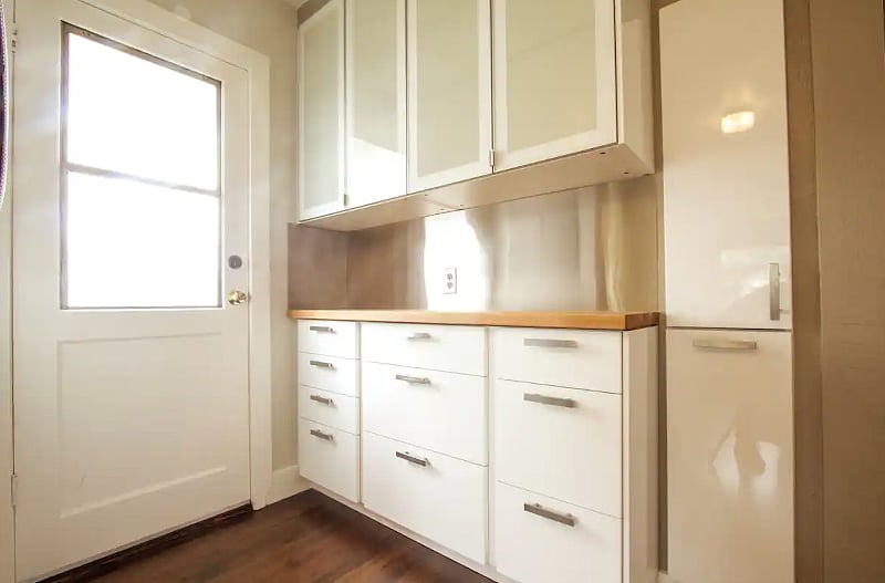 There is a side pantry for storage of food items and anything else you need to have at hand.