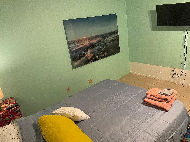 another view of the second bedroom. I promise we got better looking comforter set.