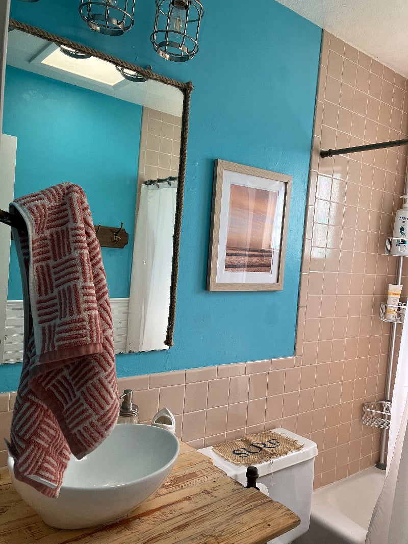 shower, tub, toilet, sink with amenities like hair dryer, conditioner, shampoo, soap/body cloths to start your stay