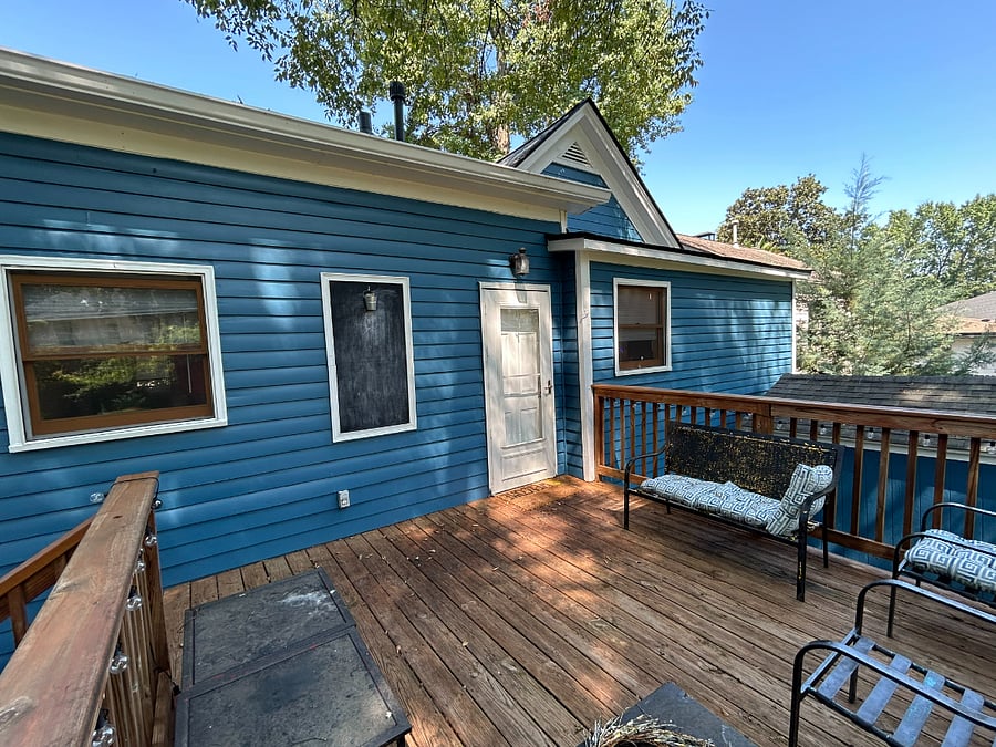 Back door to deck and backyard