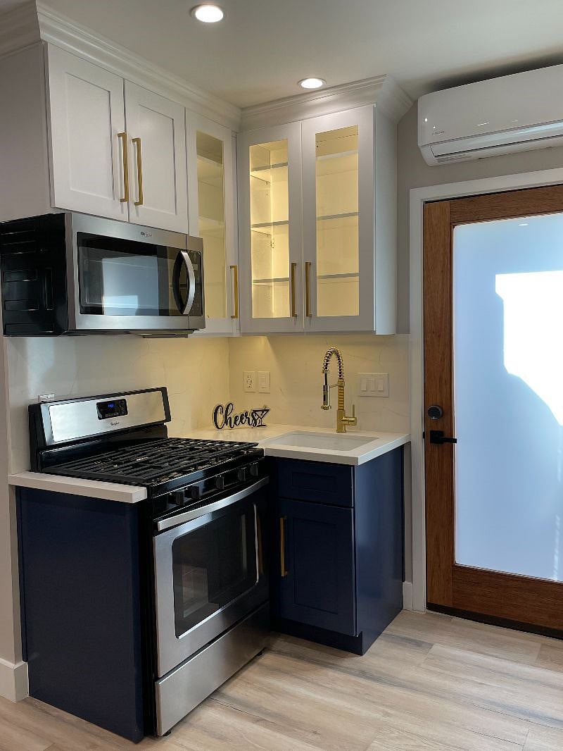 Lighted glass cabinets