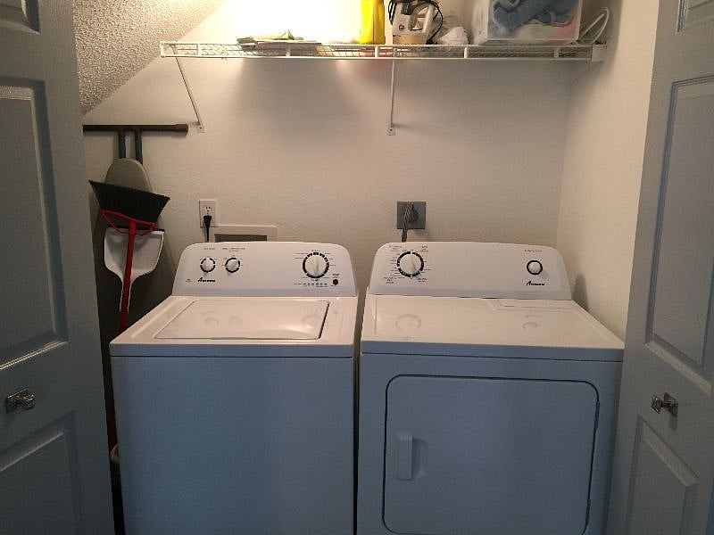 Iron, ironing board, vacuum, soap, dryer sheets.