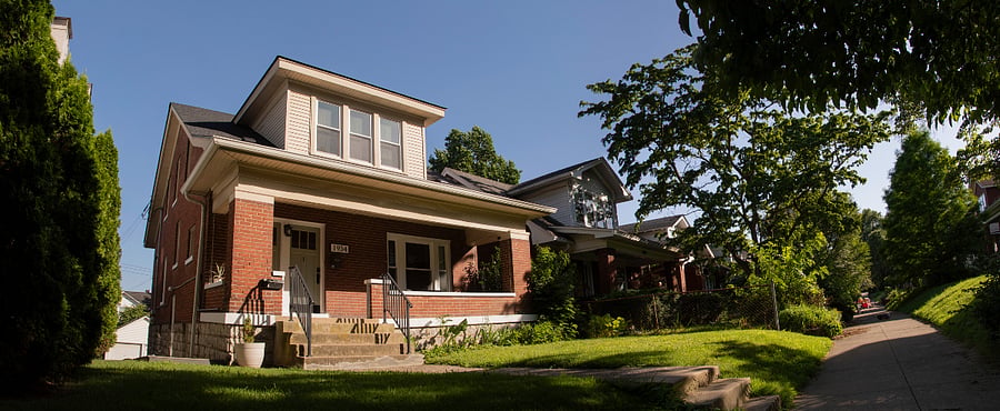 Front side of duplex is located on a unique pedestrian court;