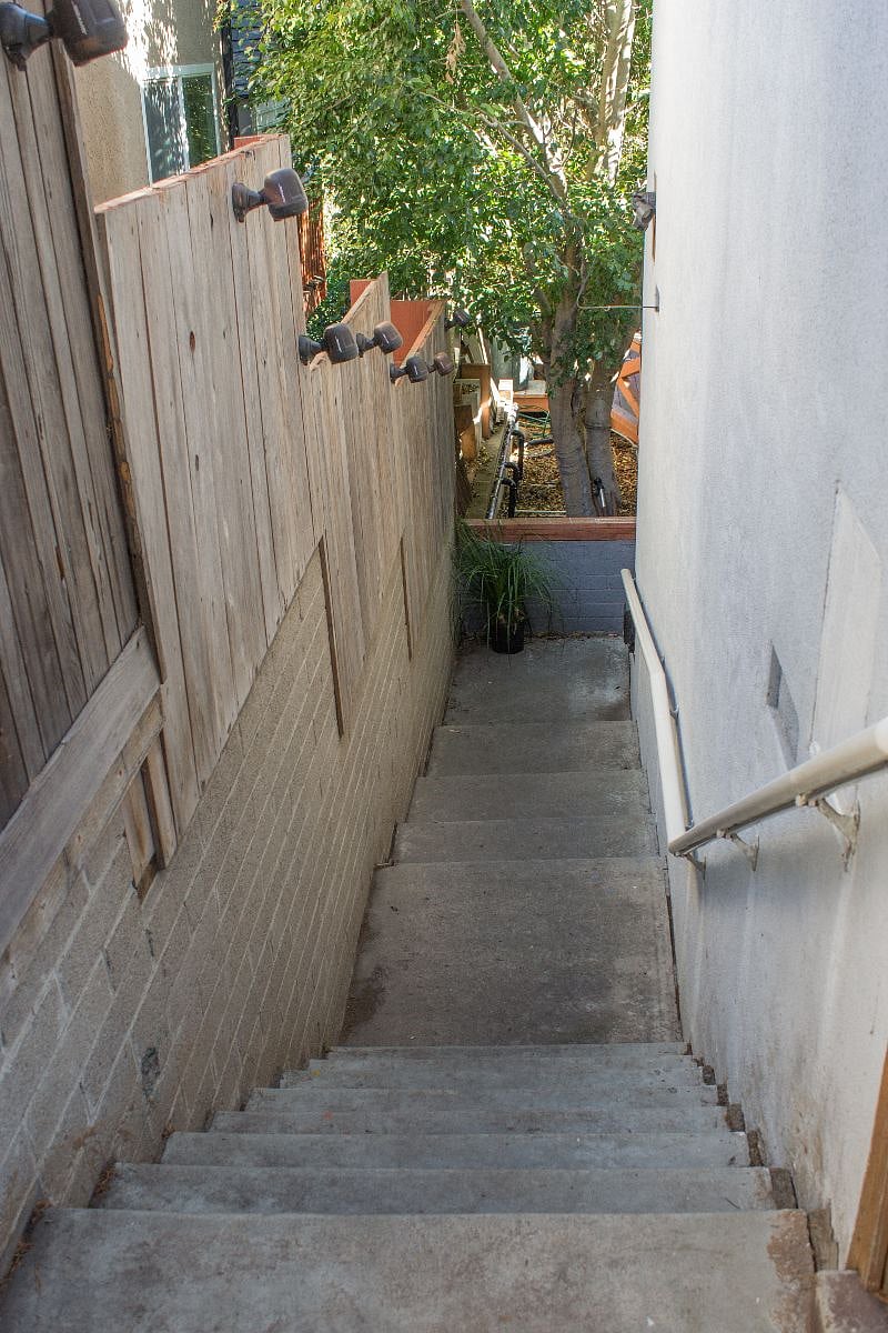 Outside steps are lighted at night.