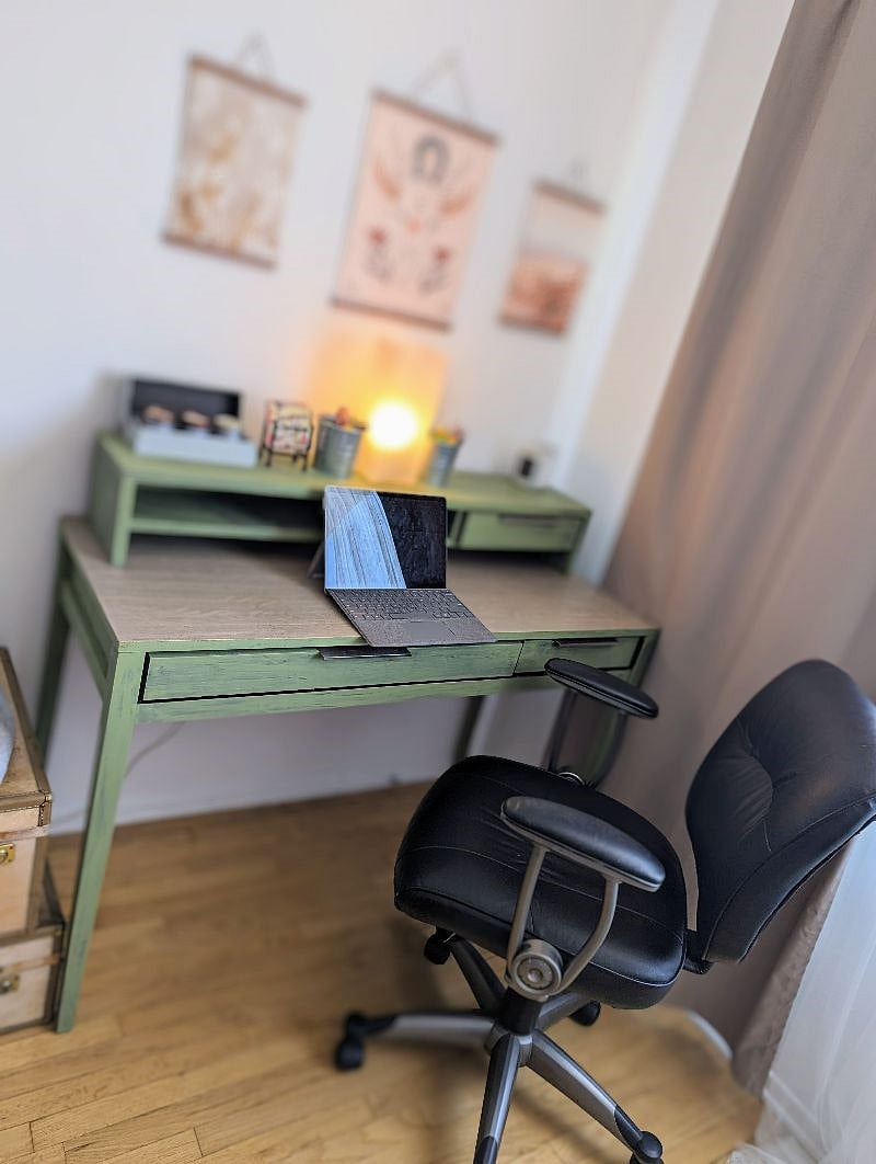A desk w/ comfy chair if you need it.
