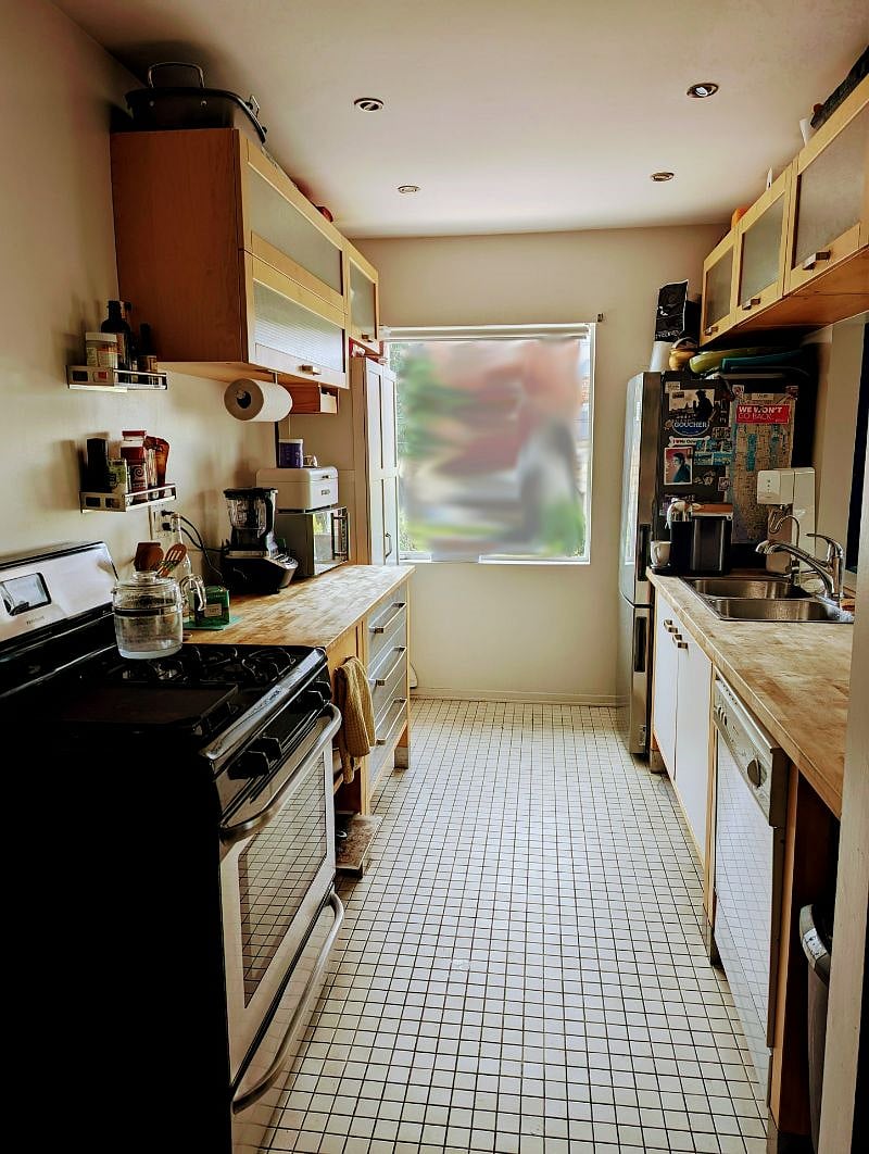 Natural lit kitchen, NEW LG refrigerator, Nespresso Machine, SodaStream dishwasher, WaterDrop filtered water on tap. Designated shelf space, glass and cook wear etc.