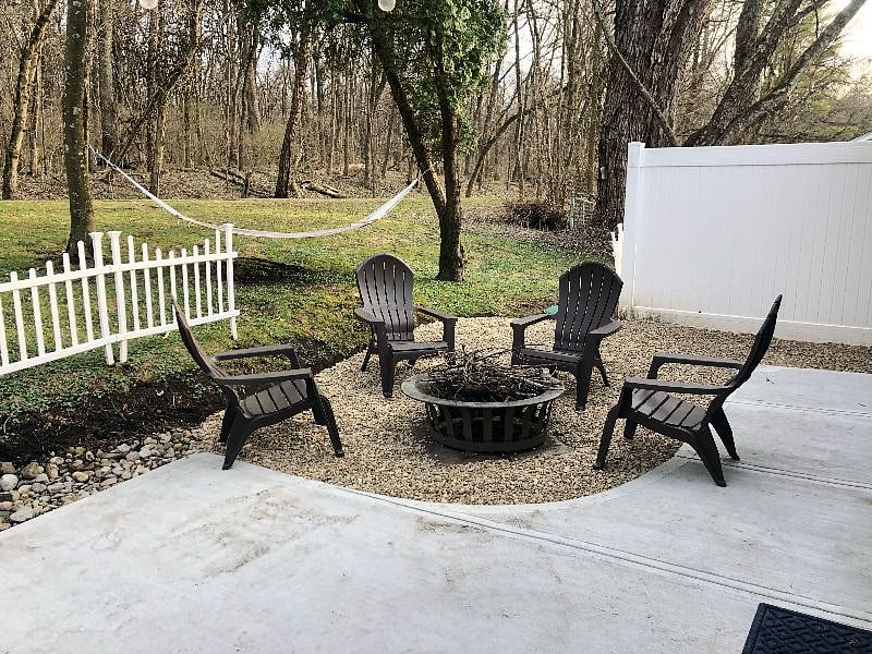 Fire pit in rear patio area